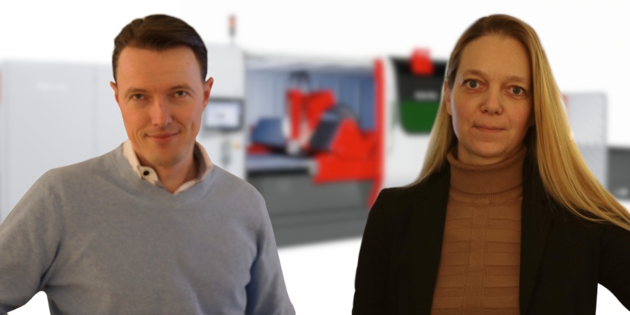 Directeurs Hans Dassen en Karin Ramak voor de standalone ByStar Fiber lasersnijmachine met laserbron van 6 kW