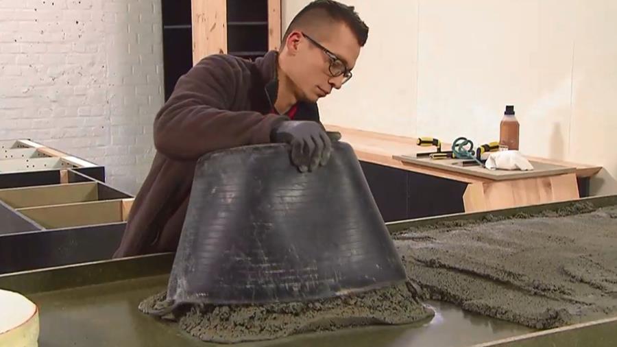 storten beton keukenwerkblad