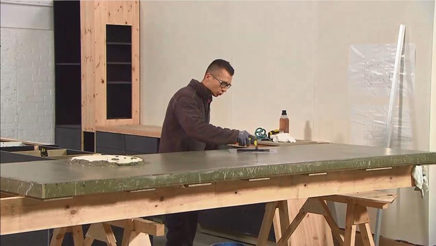 gladstrijken beton keukenwerkblad